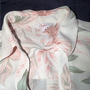 Candie's Soft Floral Blouse - Cream and Pink